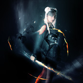 Design an Abstract Style Sword Warrior with Fiery Effect in Photoshop