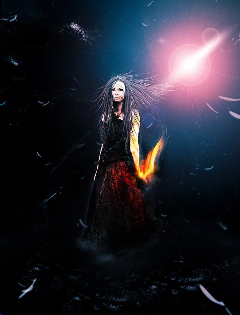 Create a Surreal Fiery Burnt Wood Lady Figure with Vexel Hair in Photoshop