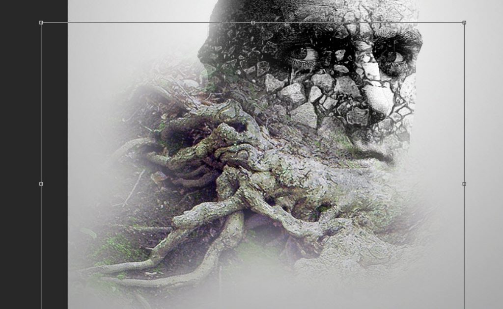 Create Stone Face Wrapped by Tree Roots in Photoshop