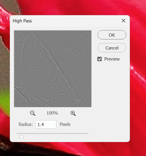 high pass radius settings