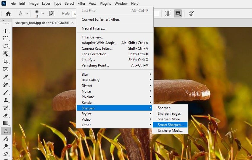 smart sharpen menu location