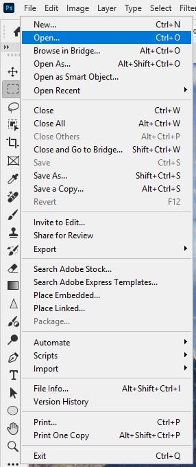 Open Your Image in Photoshop 2025