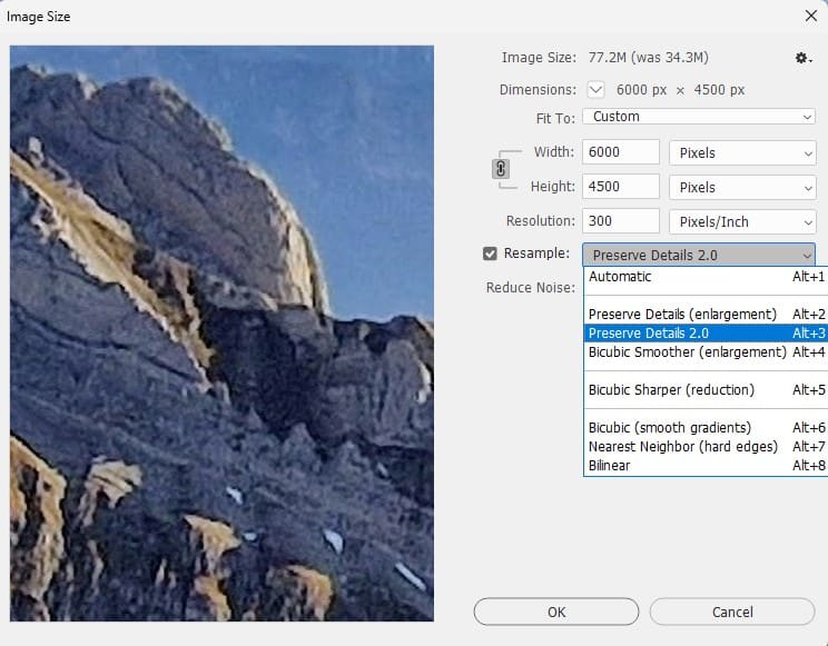 Choose Preserve Details 2.0 for Upscaling