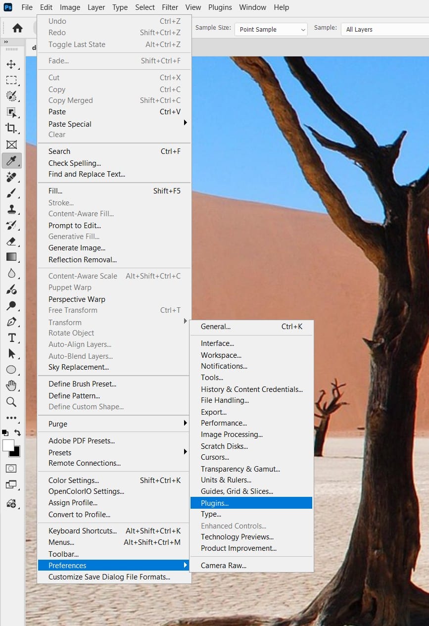 Preferences > Plugins menu location