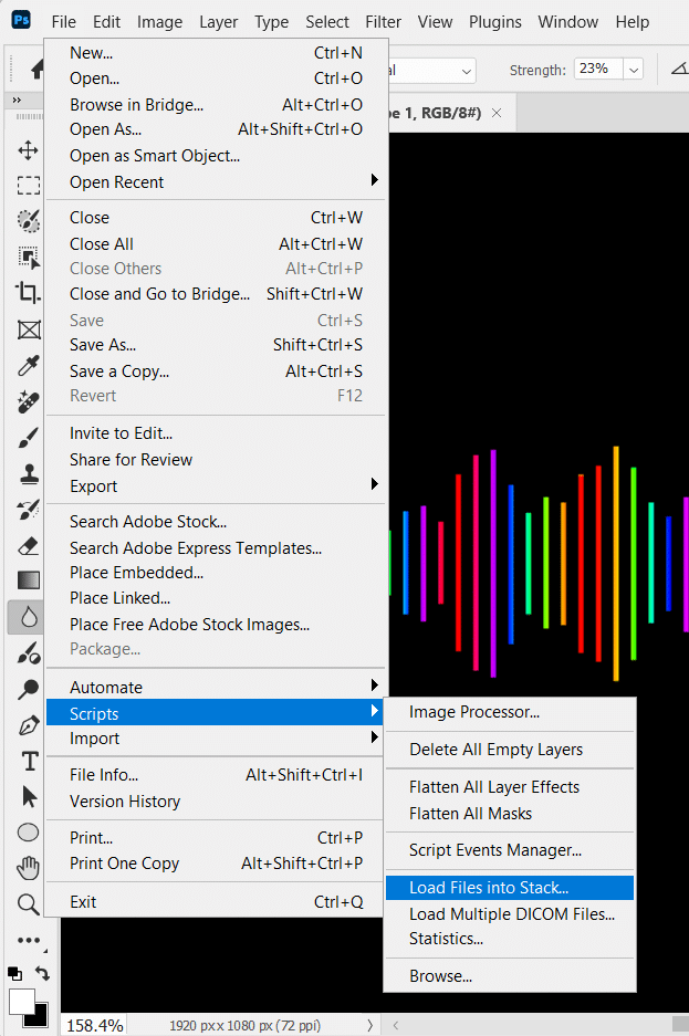 File > Scripts > Load Files into Stack