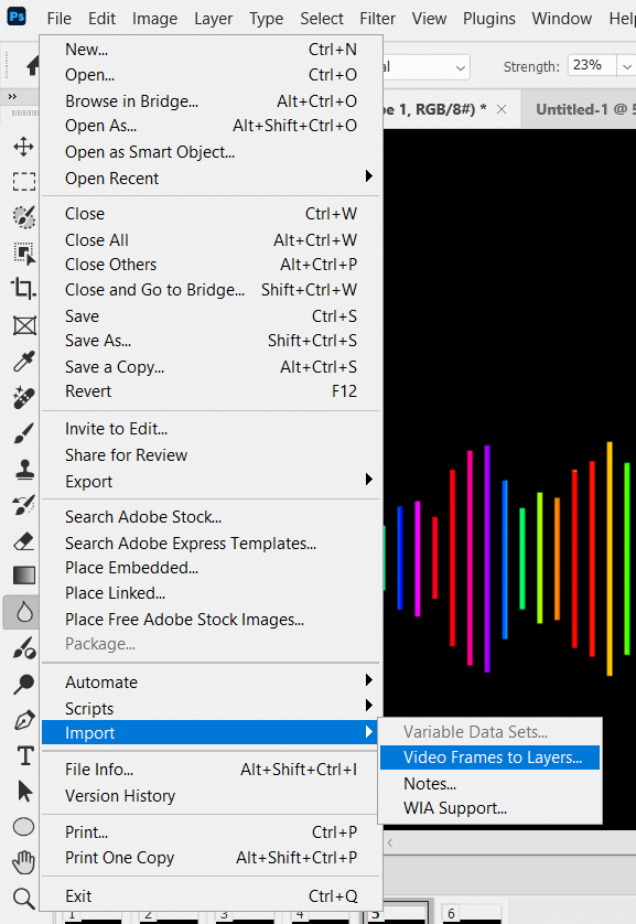File > Import > Video Frames to Layers