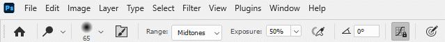 Dodge and Burn option bar