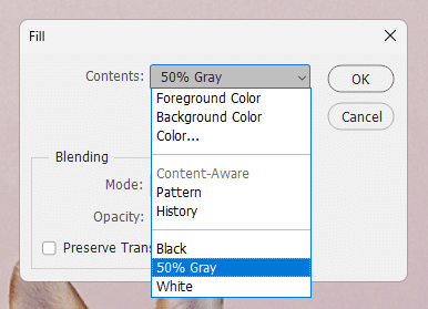 fill 50% gray layer