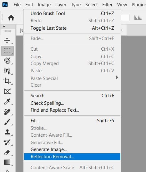 reflection removal menu location
