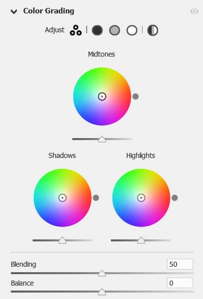 color grading settings
