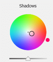 Adjust the Shadows wheel